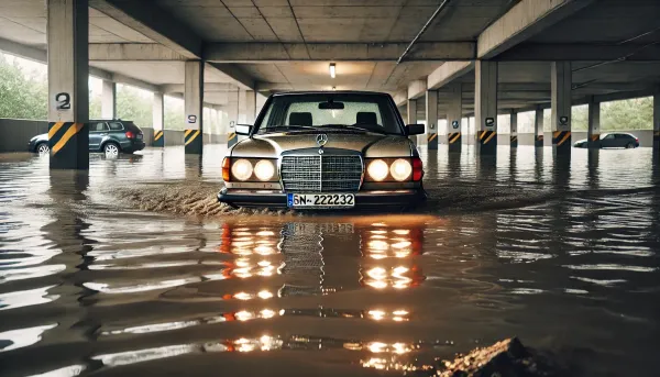 Mercedes 300D Successfully Navigates Floodwaters